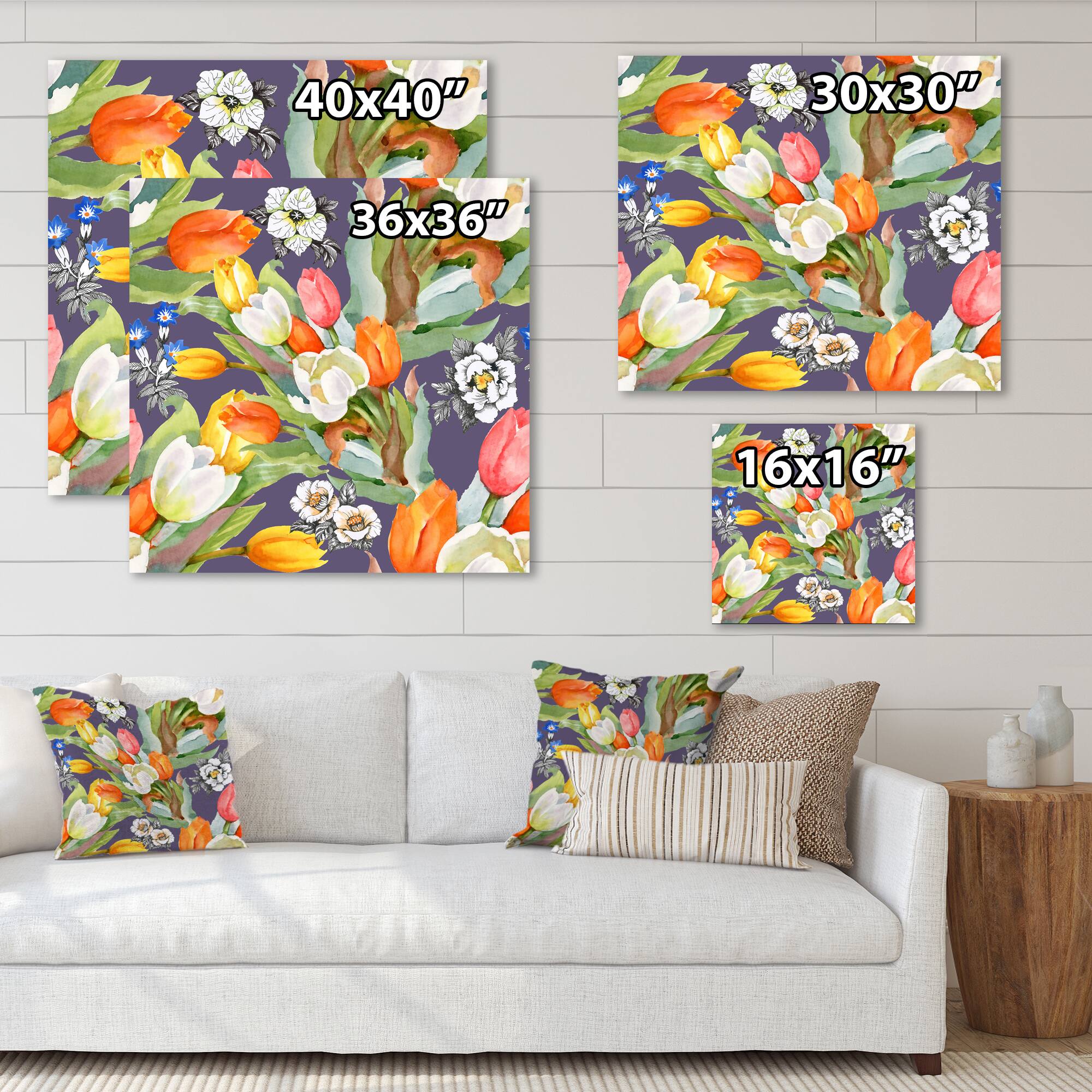 Designart - Blooming White and Orange Tulips VI